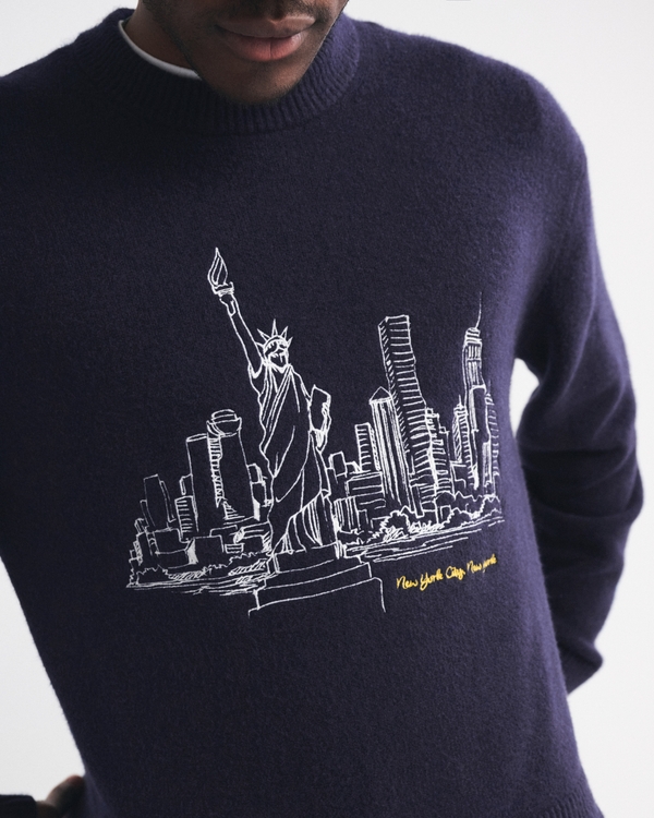 Oversized NYC Graphic Crew Sweater
