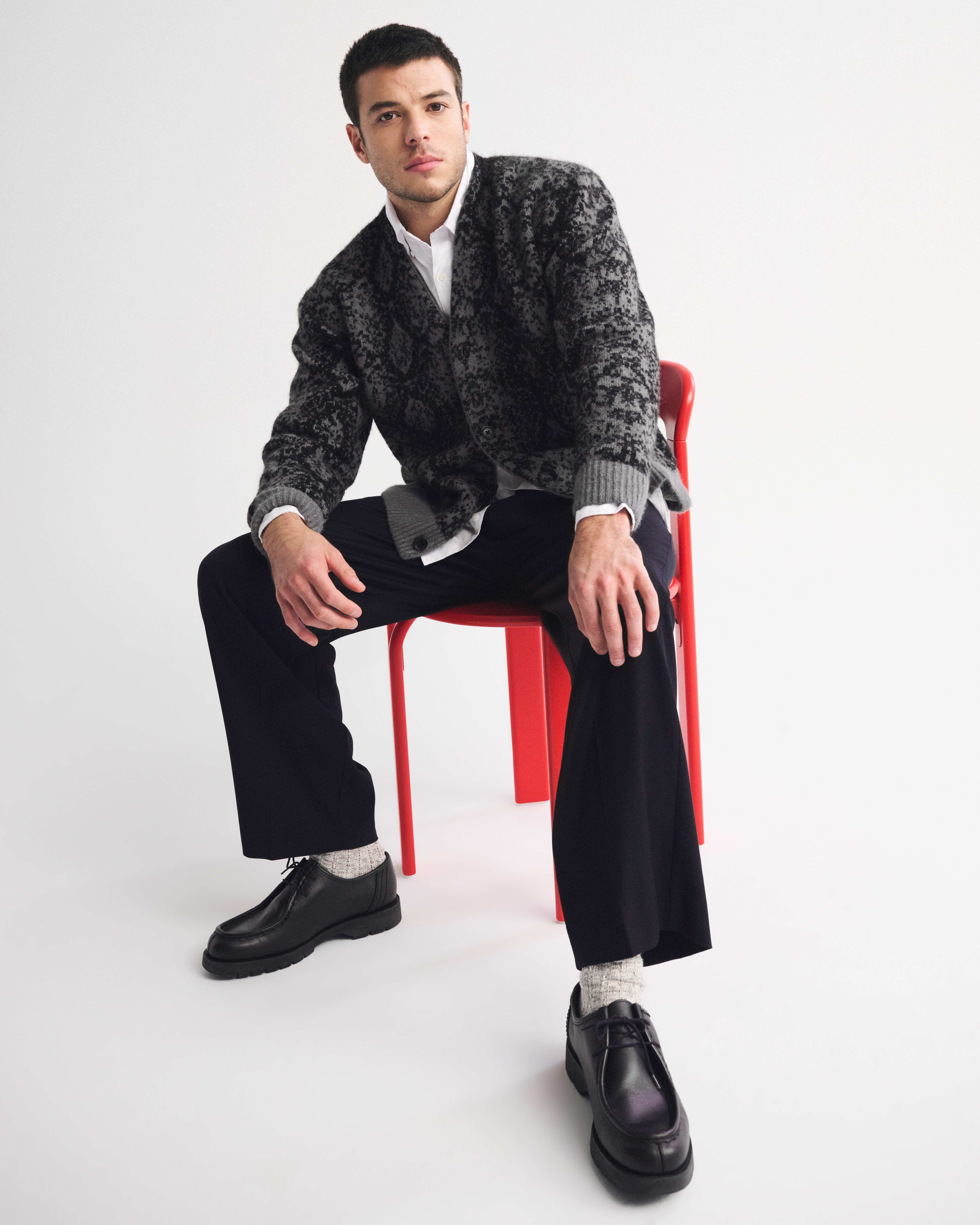 Abercrombie & Fitch Fuzzy Cardigan In Gray