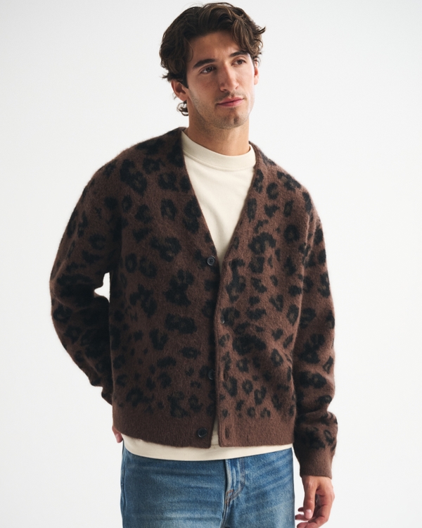 Fuzzy Animal Print Cardigan