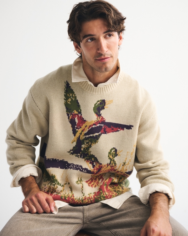Men's Vintage-Inspired Crew Sweater | Men's Sale | Abercrombie.com