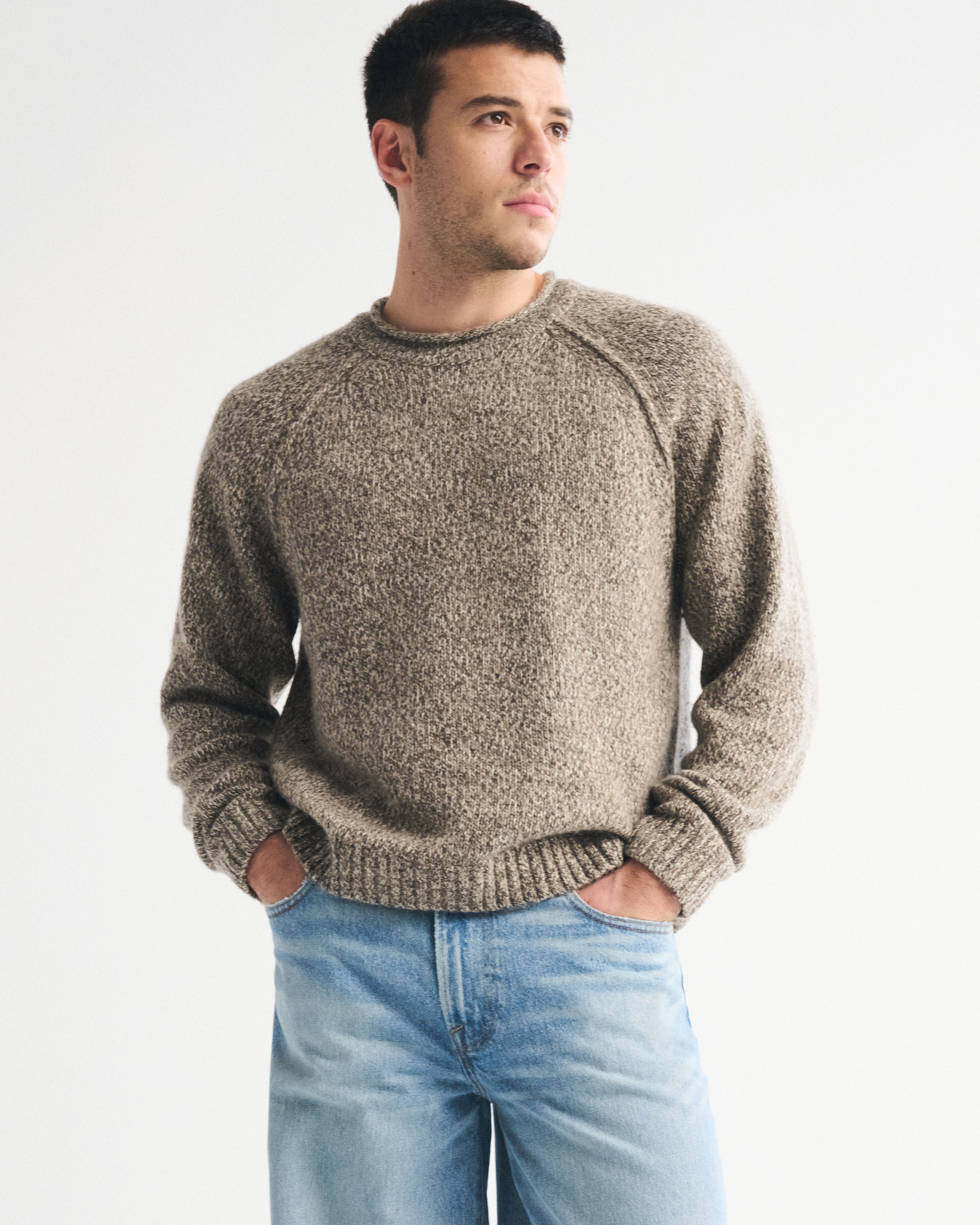 Abercrombie & Fitch Rollneck Crew Sweater In Gray