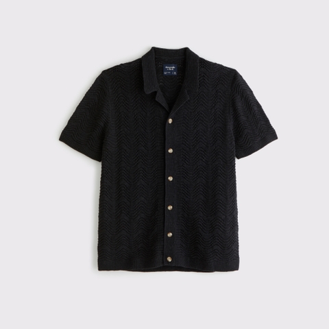 Мужские свитеры Abercrombie & Fitch Wavy Crochet-Style Button-Through Sweater Polo