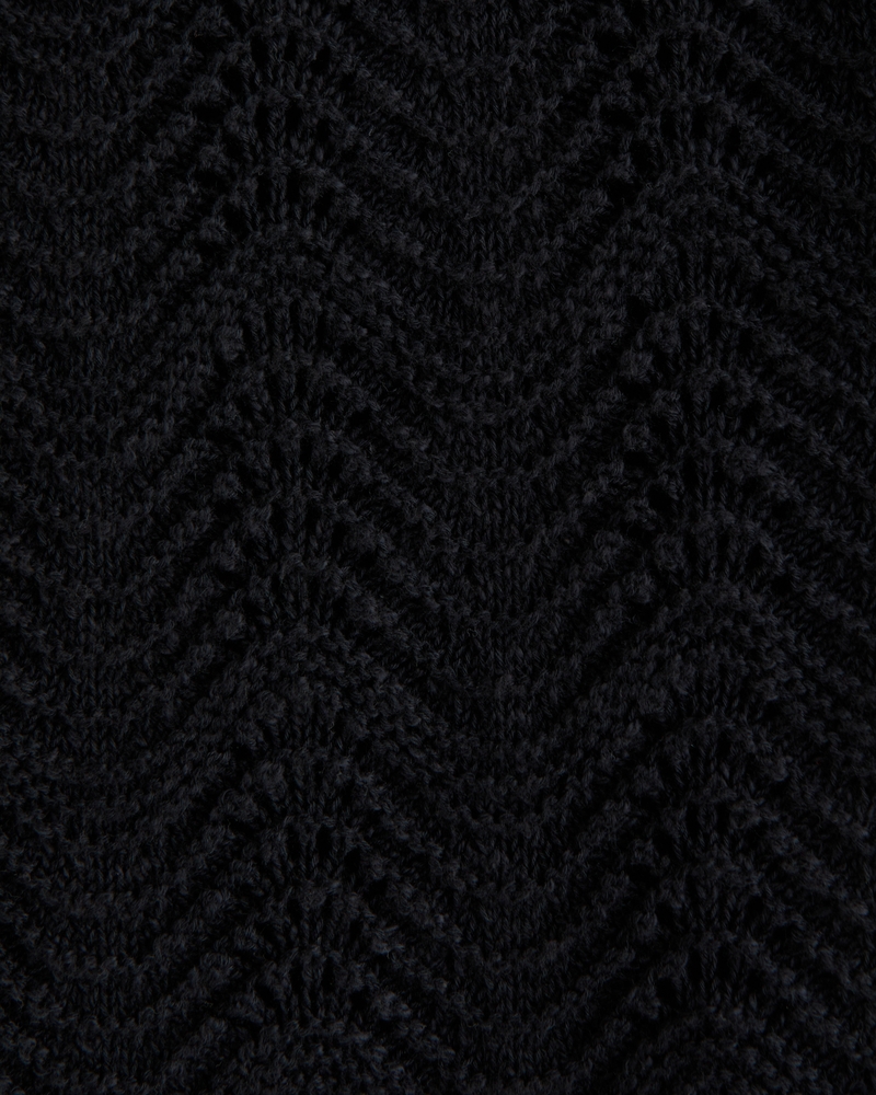 Wavy Crochet-Style Button-Through Sweater Polo