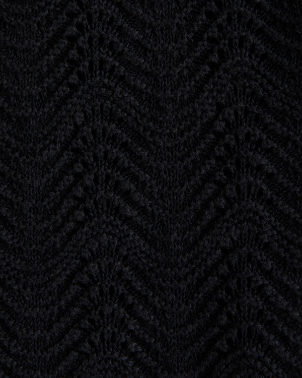 Wavy Crochet-Style Button-Through Sweater Polo