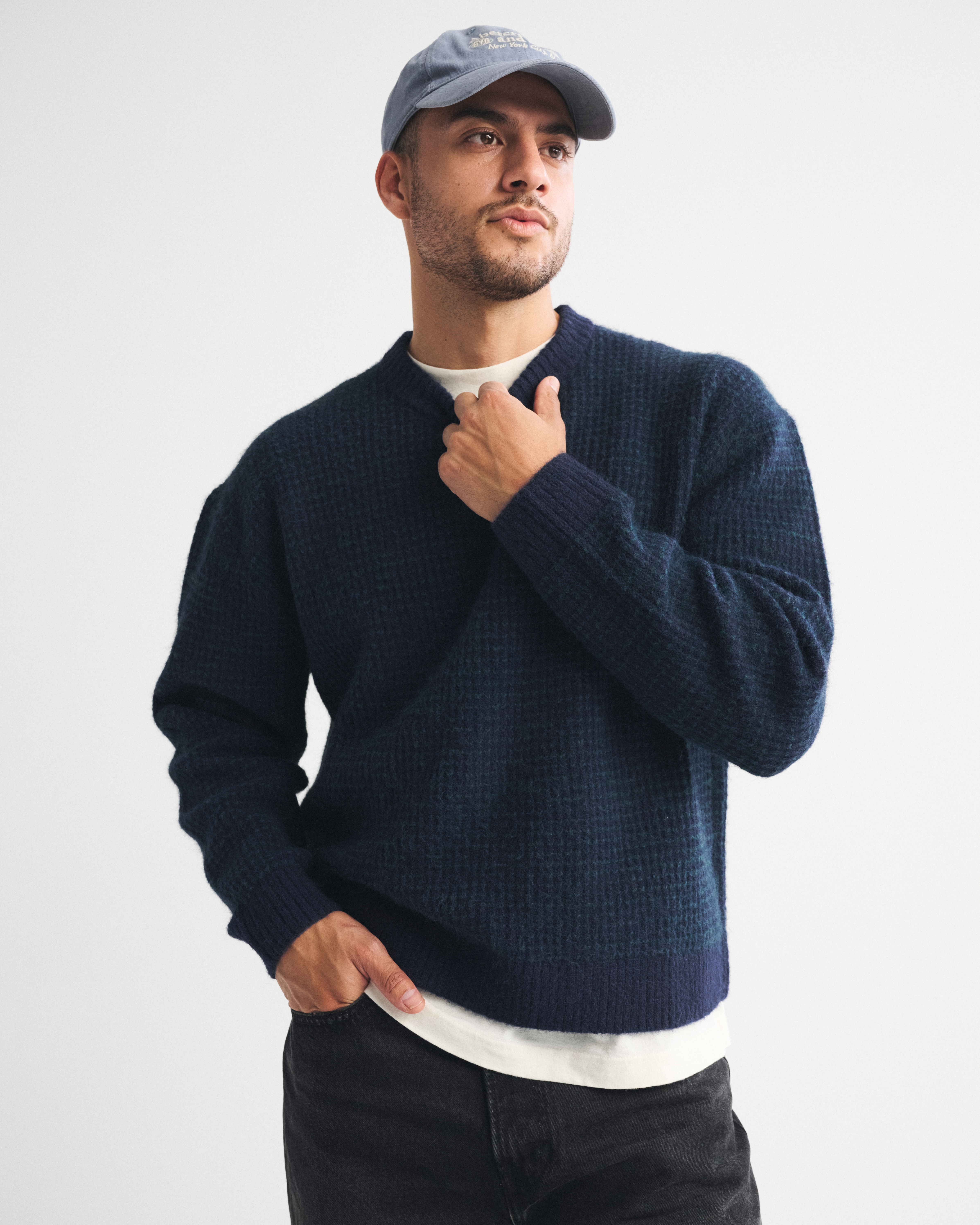 Abercrombie & Fitch A&f Essential Crew Sweater In Blue
