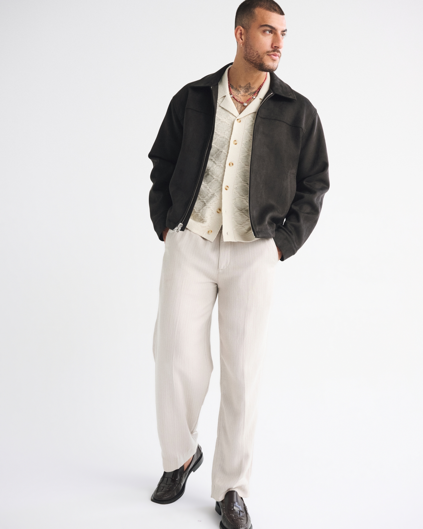 Crochet-Style Button-Through Sweater Polo