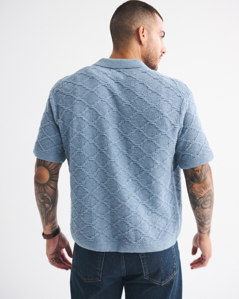 Crochet-Style Button-Through Sweater Polo
