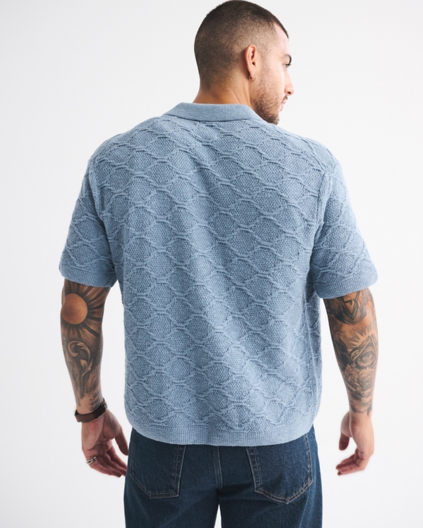 Crochet-Style Button-Through Sweater Polo