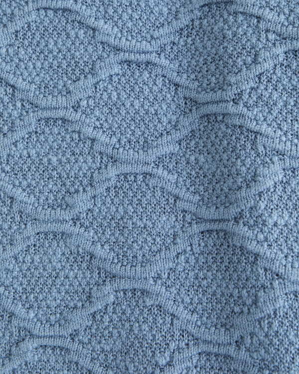 Crochet-Style Button-Through Sweater Polo