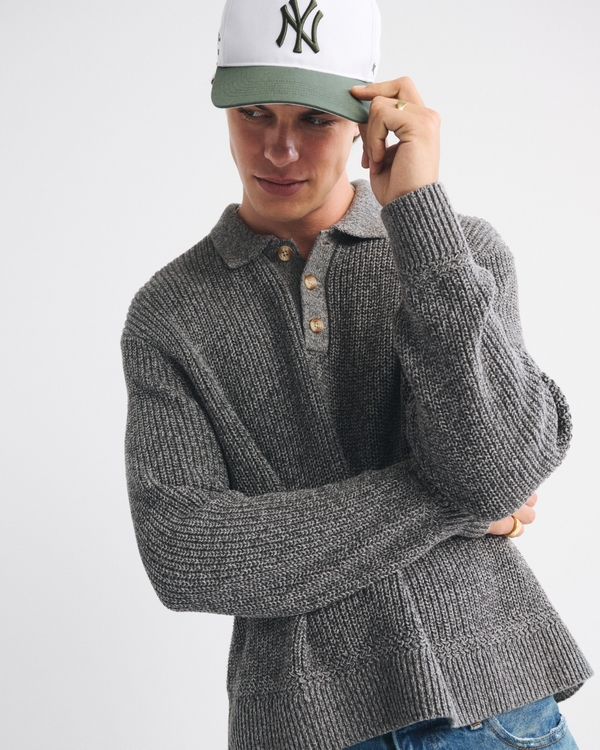 3-Button Collared Sweater