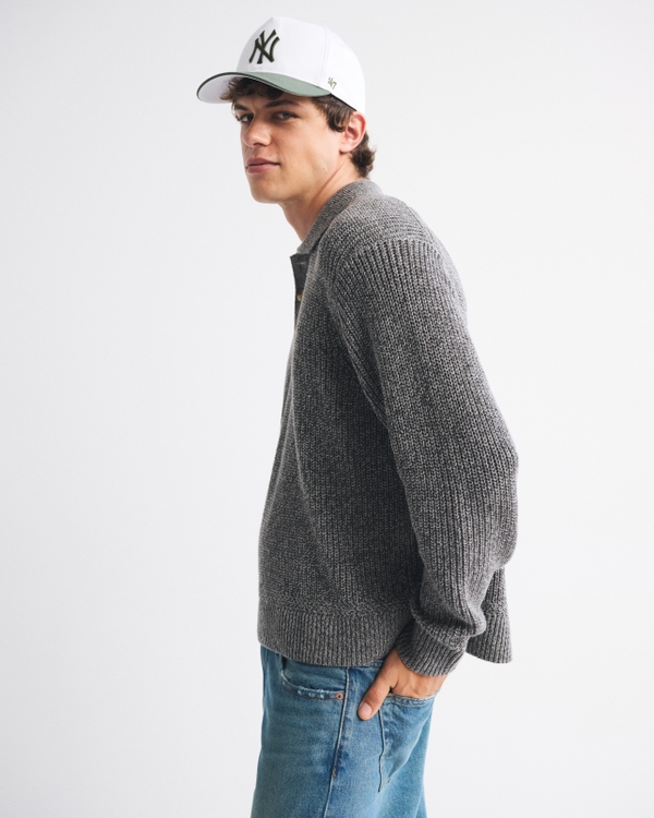 3-Button Collared Sweater