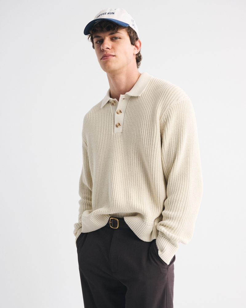 Collared 3-Button Sweater