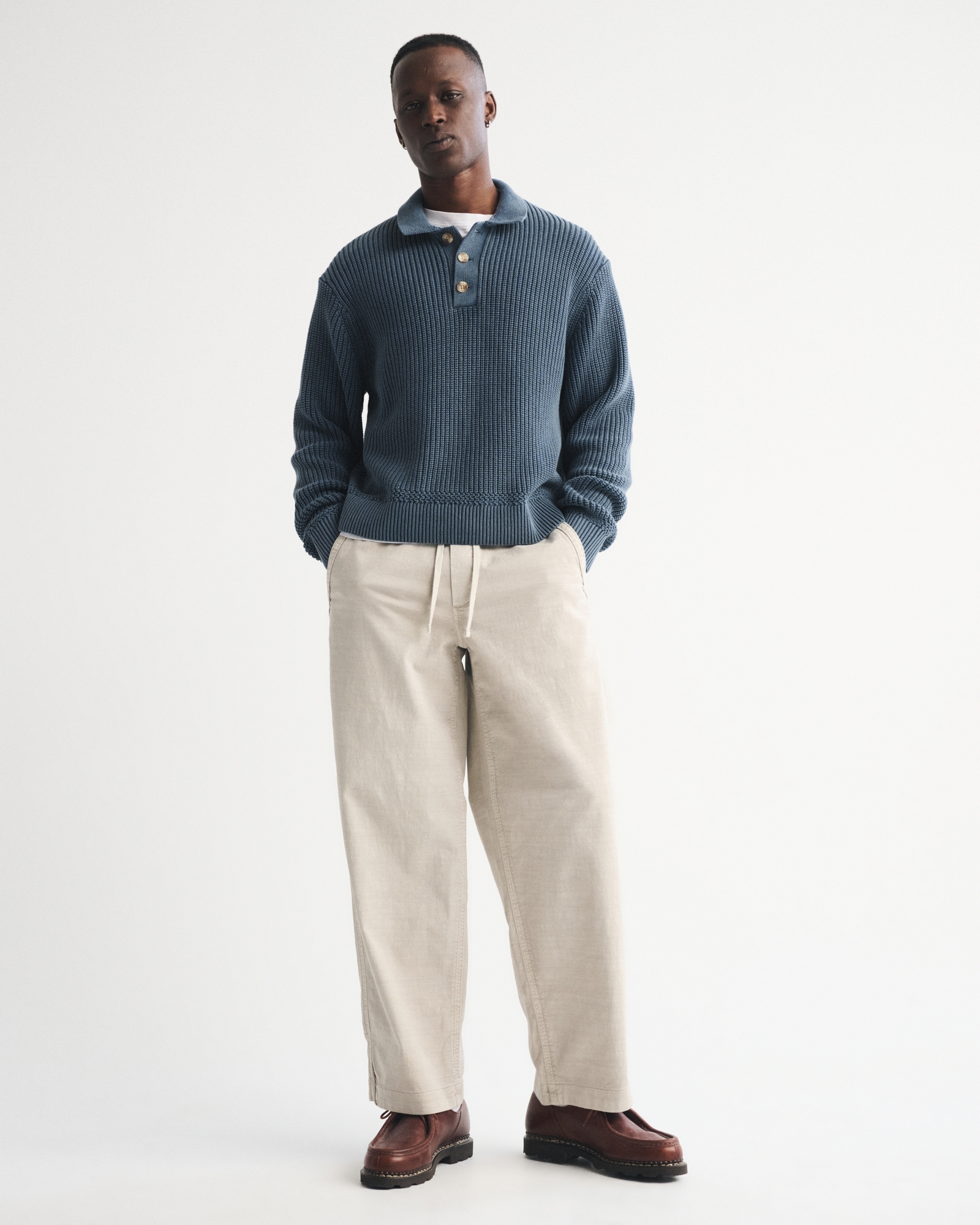 3-Button Collared Sweater