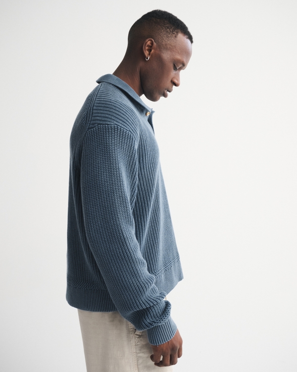 3-Button Collared Sweater