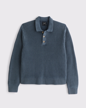 3-Button Collared Sweater