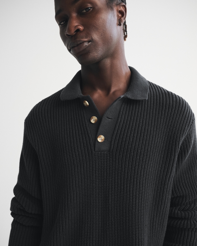 3-Button Collared Sweater