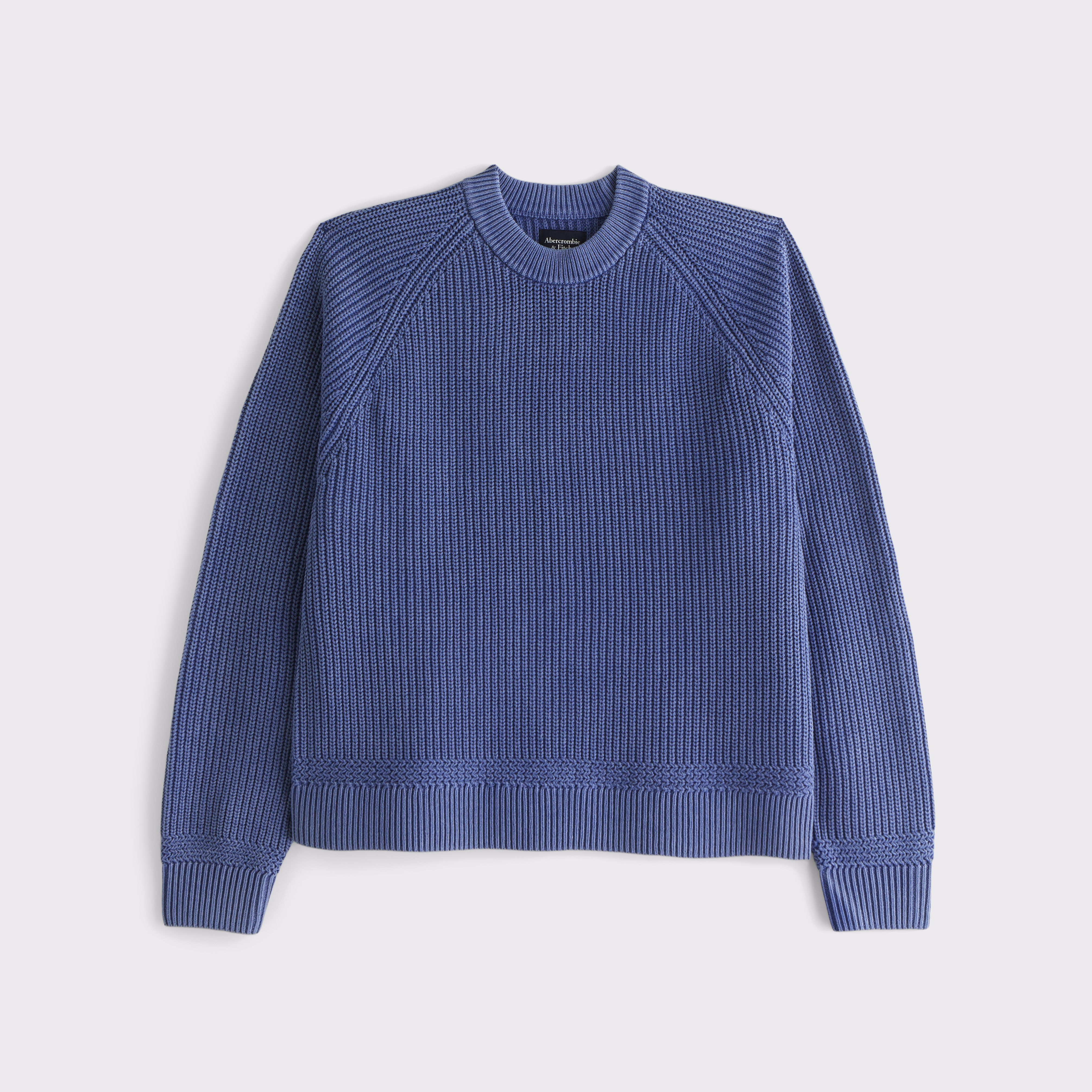 Abercrombie & Fitch Oversized Waffle Crew Sweater In Blue