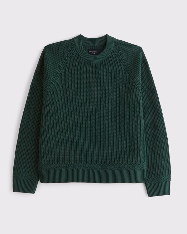 Oversized Waffle Crew Sweater, Dark Forest view 1
