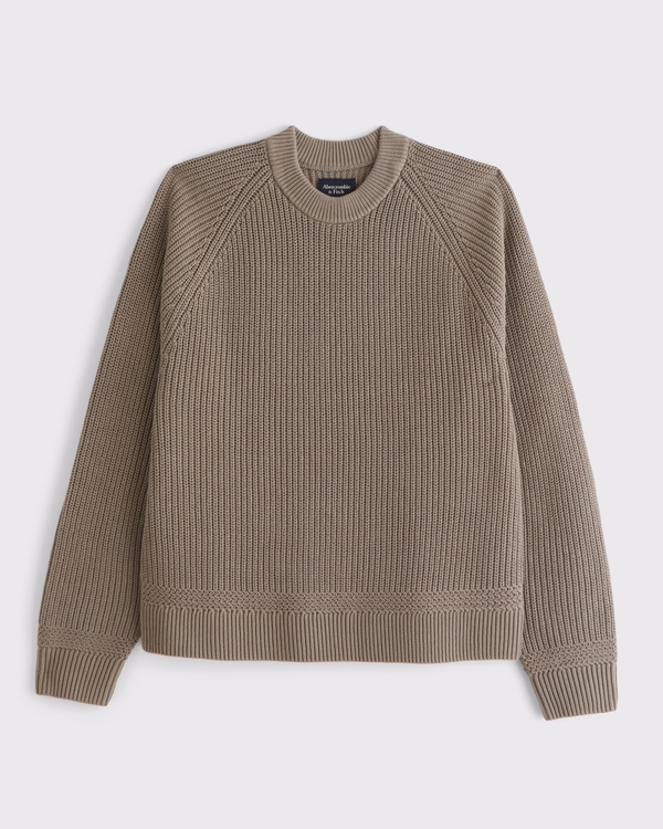 Oversized Waffle Crew Sweater, Dusty Beige view 1