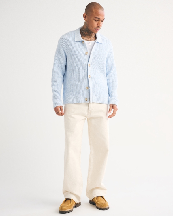 Collared Cardigan, Light Blue view 2
