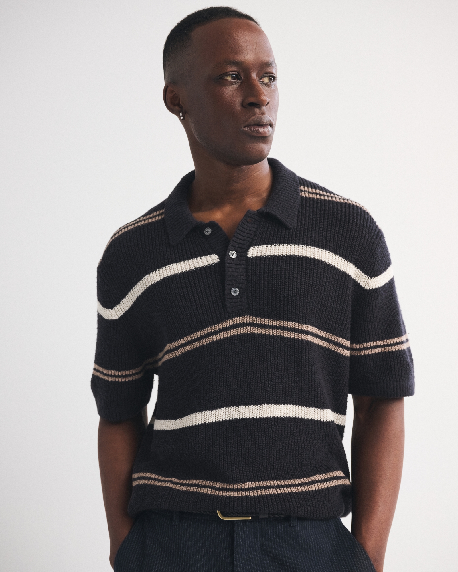 Abercrombie & Fitch Plisse 3-Button Sweater Polo | MainPlace Mall