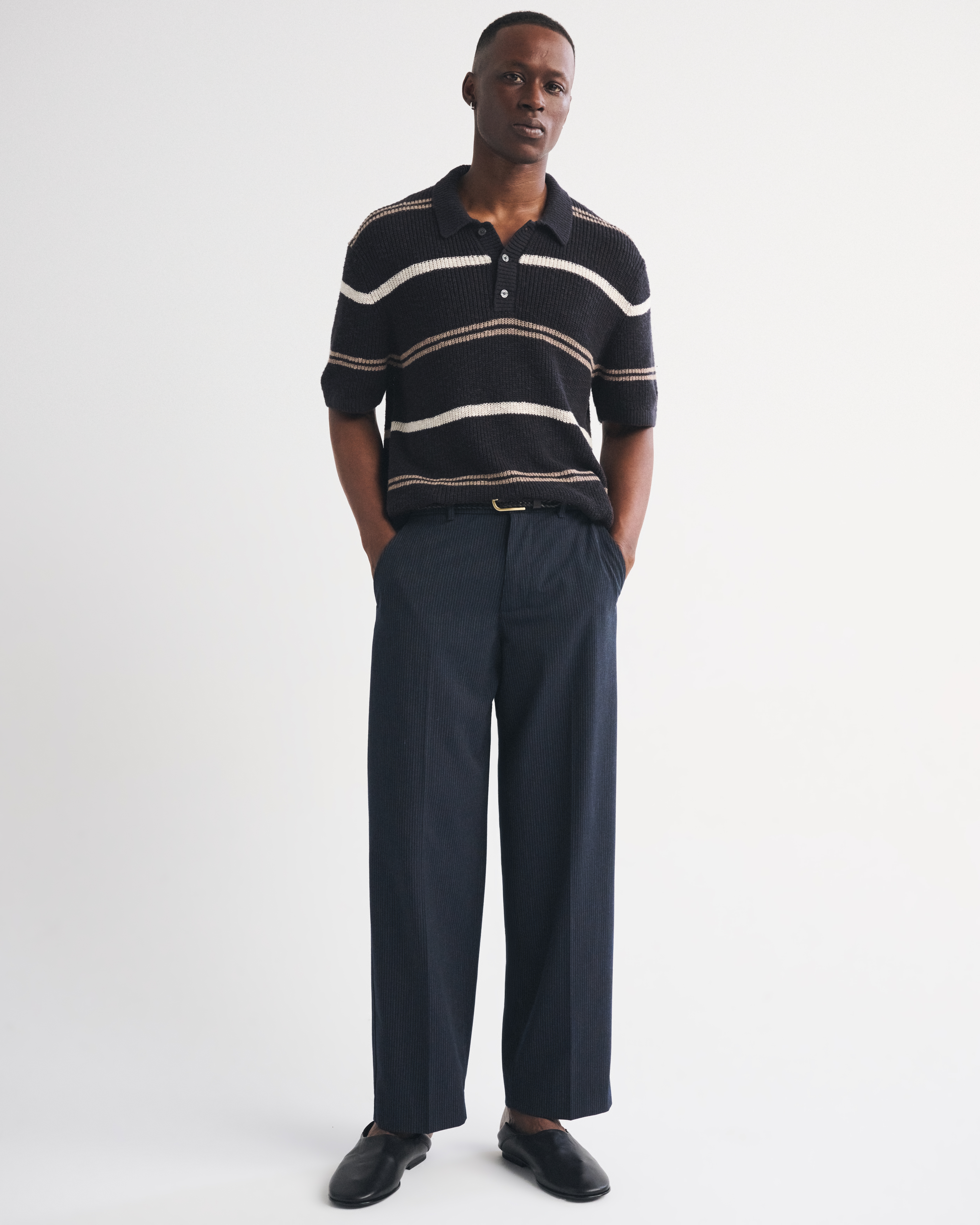 Мужские свитеры Abercrombie & Fitch 100% Cotton Striped 3-Button Sweater Polo — фото 3
