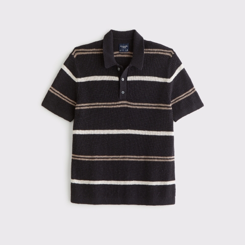 Мужские свитеры Abercrombie & Fitch 100% Cotton Striped 3-Button Sweater Polo