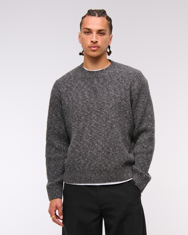 A&F Essential Crew Sweater, Dark Gray view 1