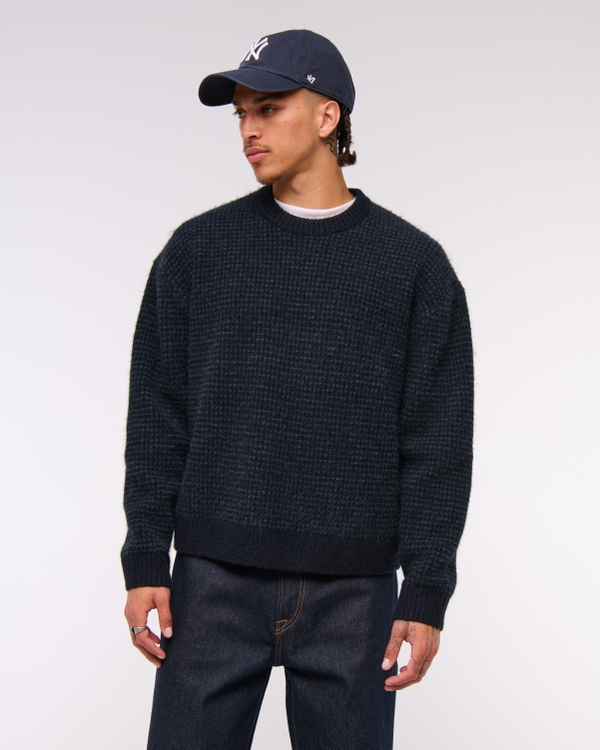 A&F Essential Crew Sweater, Navy Pattern view 1