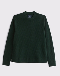 Merino Wool-Blend Cable Crew Sweater