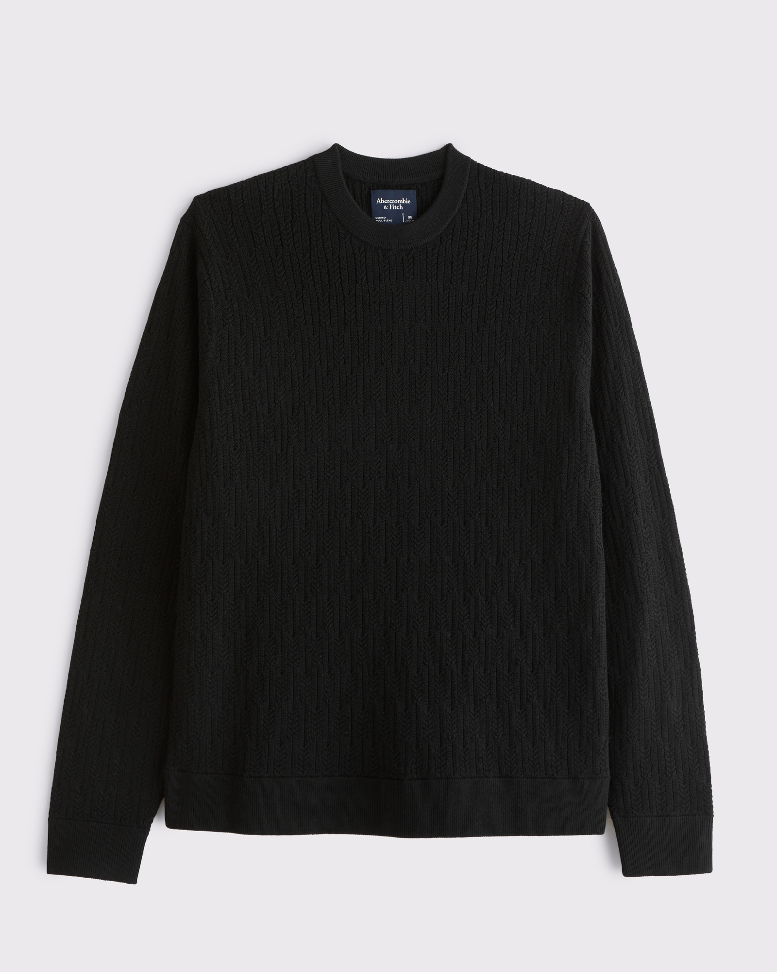 Merino Wool-Blend Cable Crew Sweater