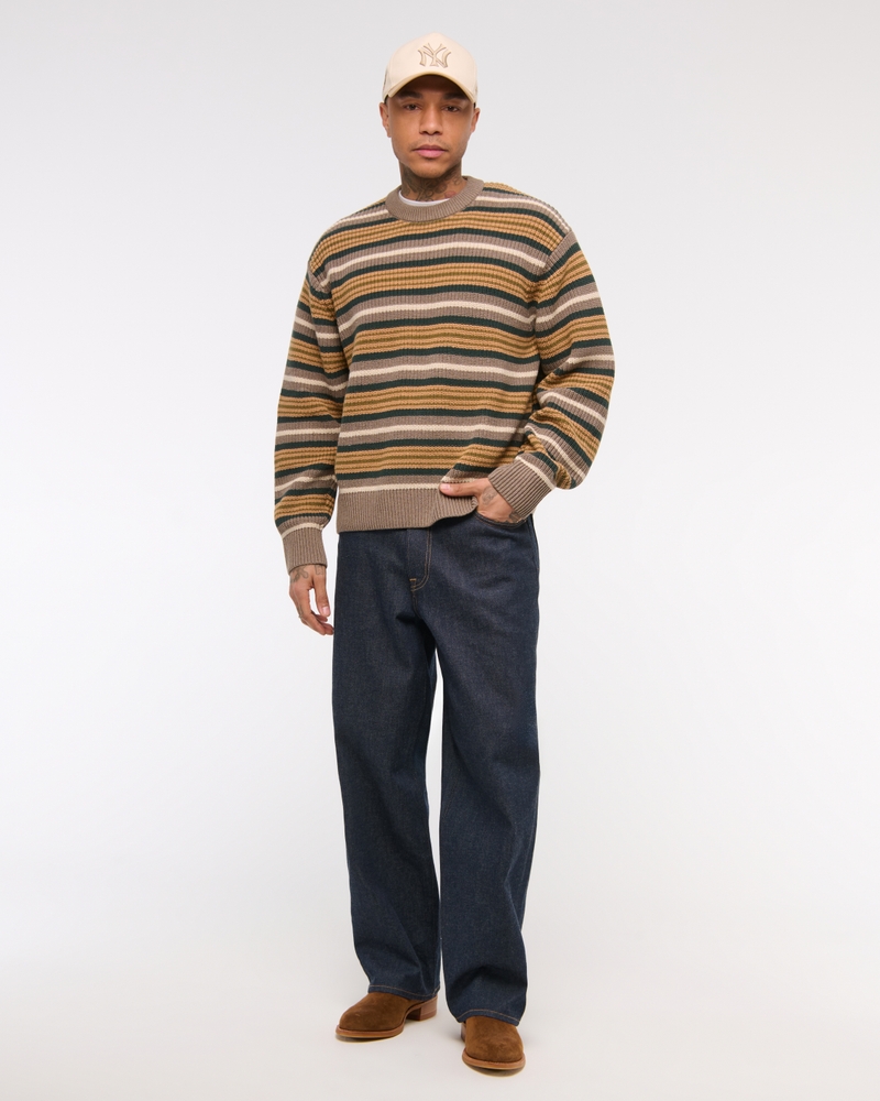 Oversized Striped Crew Sweater