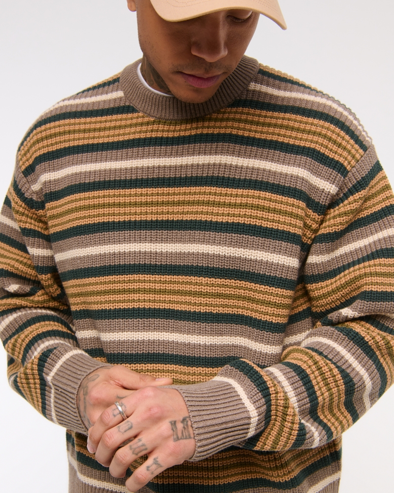 Oversized Striped Crew Sweater