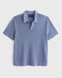 Pima Cotton Cable Johnny Collar Sweater Polo