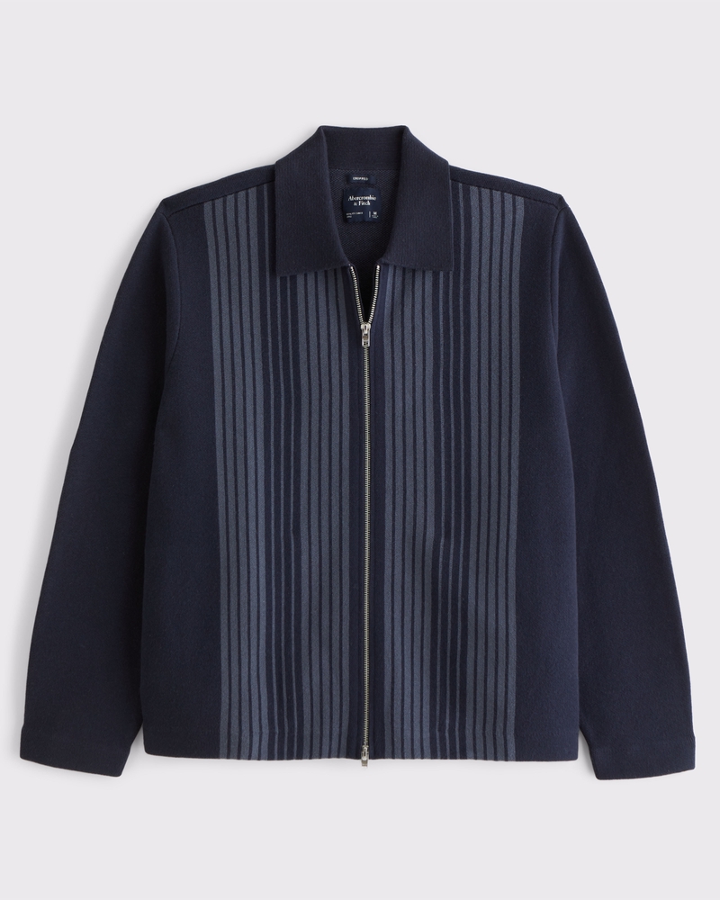 Men's Cropped Zip Sweater Shirt Jacket | Men's Clearance