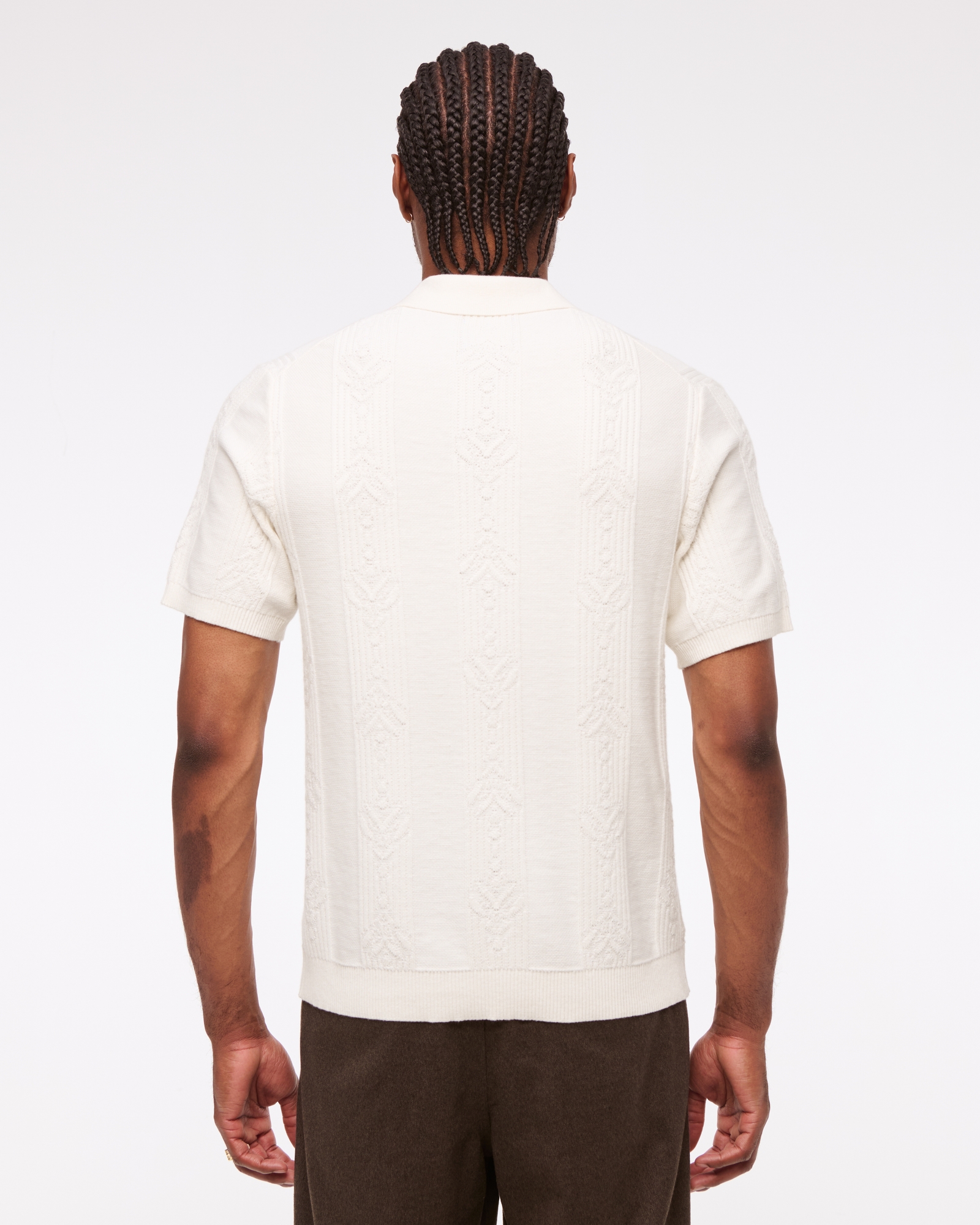 Jacquard Stripe Johnny Collar Sweater Polo