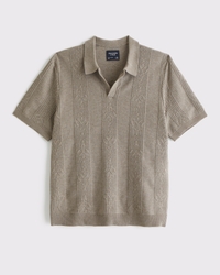 Jacquard Stripe Johnny Collar Sweater Polo