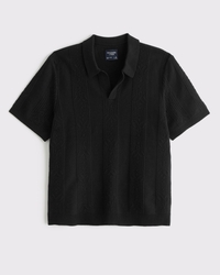 Jacquard Stripe Johnny Collar Sweater Polo