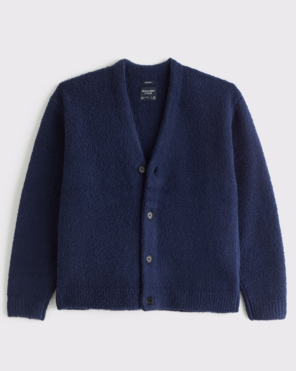 Textural Cropped Cardigan, Midnight Blue view 1