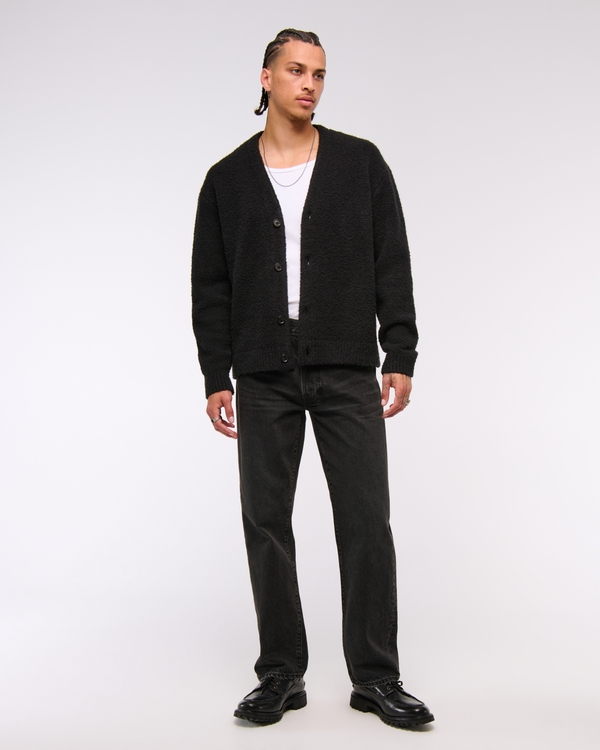 Textural Cropped Cardigan, Black view 2