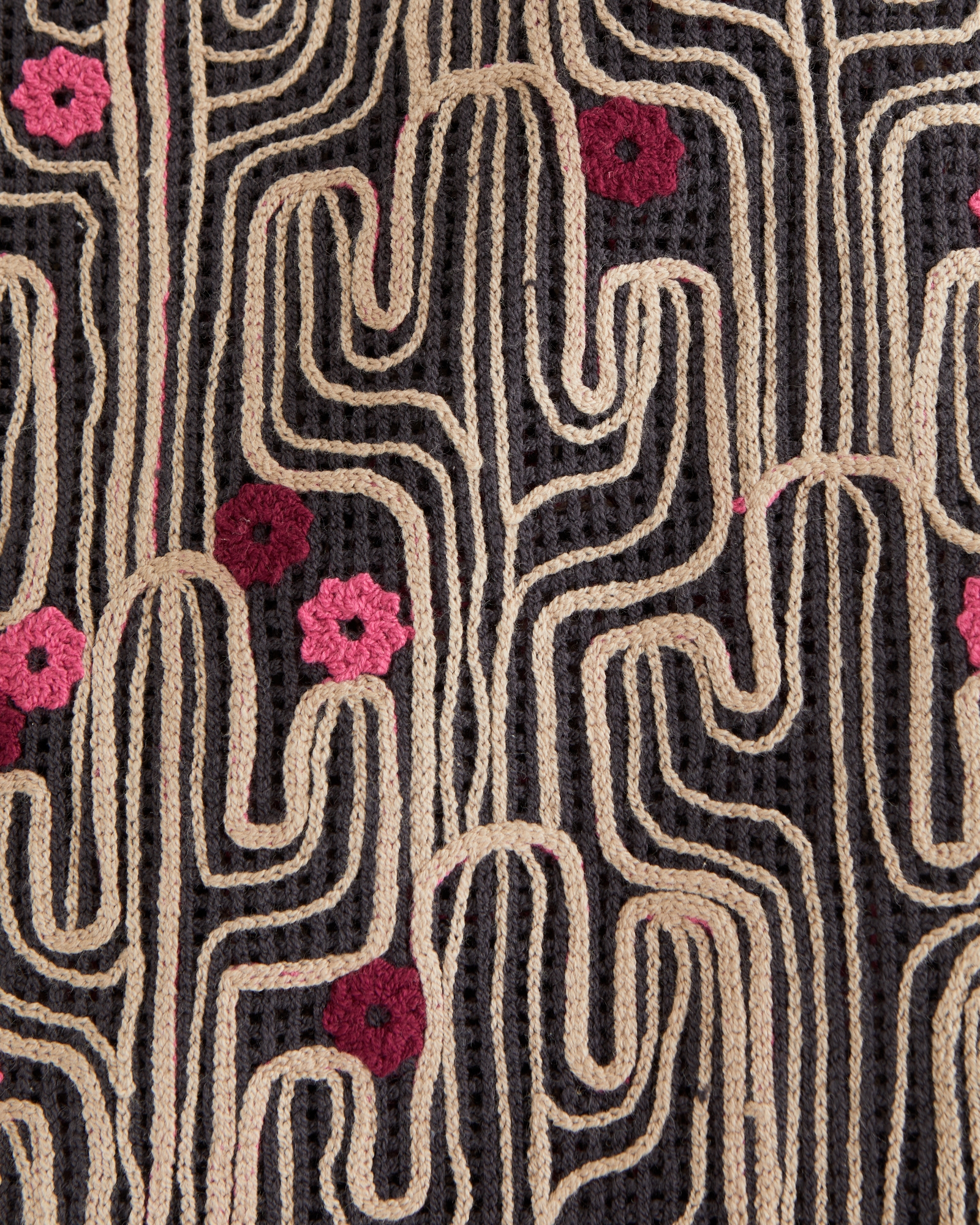 Crochet-Style Cactus Button-Through Sweater Polo