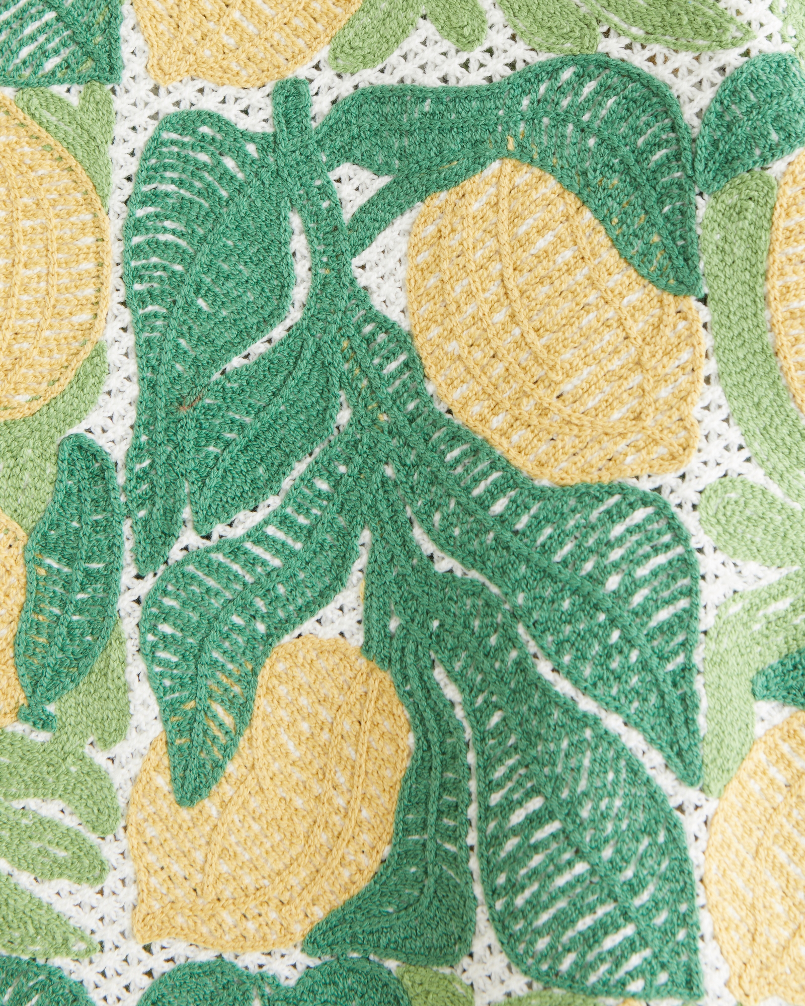 Crochet-Style Lemon Button-Through Sweater Polo