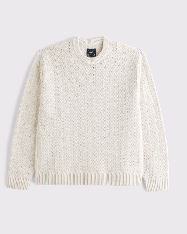 Oversized Crew Sweater, Warm Beige view 1
