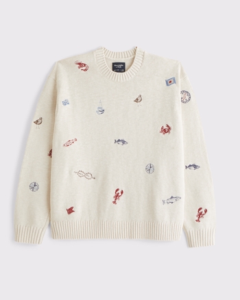 Oversized Embroidered Crew Sweater from Abercrombie & Fitch - $79.99