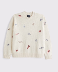 Oversized Embroidered Crew Sweater