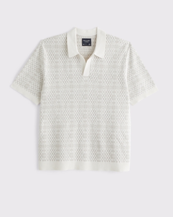 Men's Textile-Inspired Johnny Collar Sweater Polo | Men's