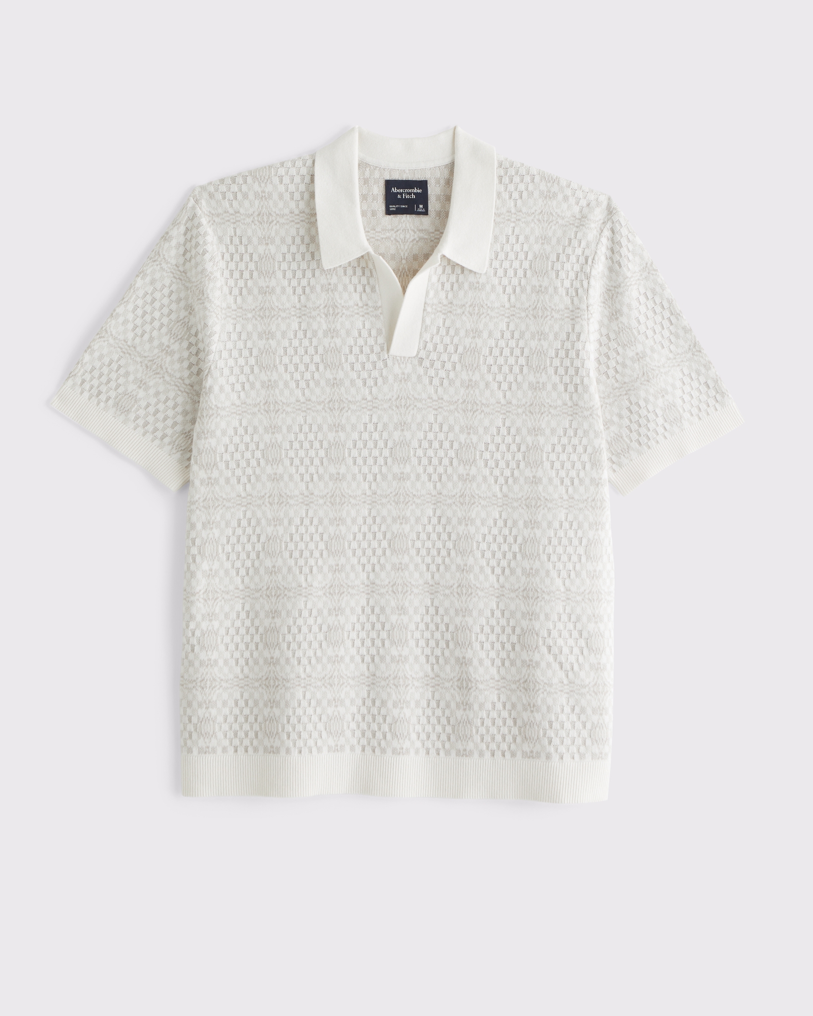 Textile-Inspired Johnny Collar Sweater Polo