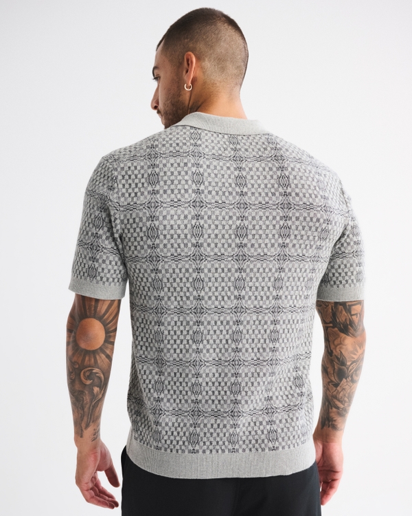 Textile-Inspired Johnny Collar Sweater Polo