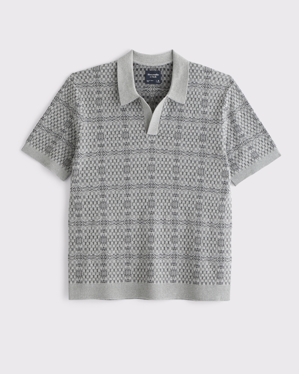 Textile-Inspired Johnny Collar Sweater Polo