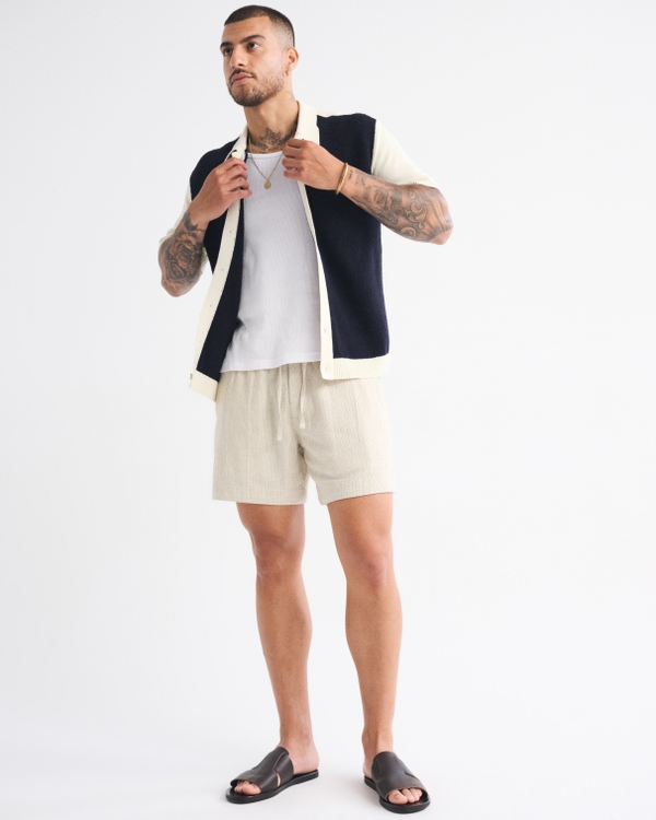 Retro-Inspired Button-Through Sweater Polo, Navy view 2